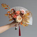 Flowerva Folding Fan New Chinese Style Hand Holding Artificial Flowers Photography Ancient Style Home Display