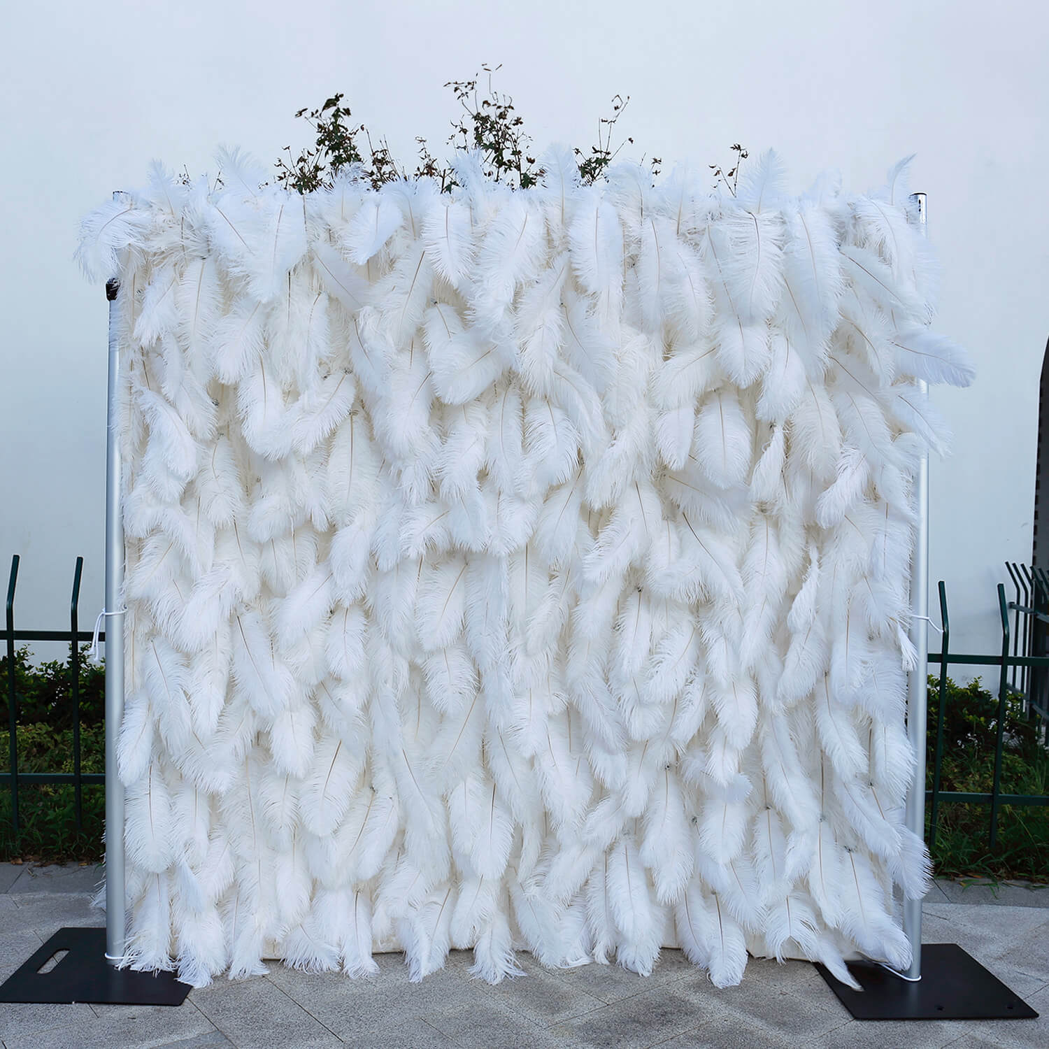 Flowerva Bohemian-Inspired White Feather Flower Wall for Wedding  Backdrops