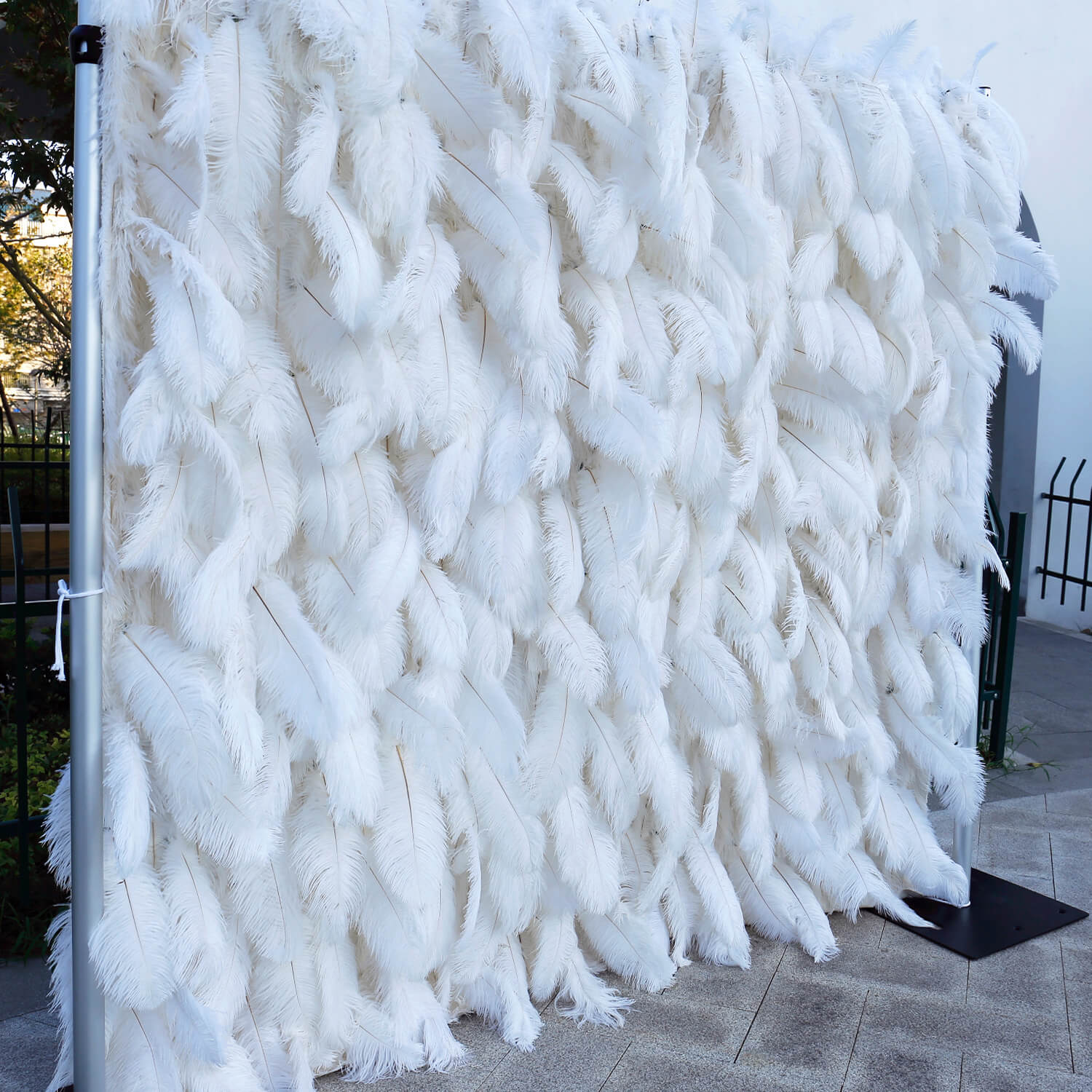 Flowerva Bohemian-Inspired White Feather Flower Wall for Wedding  Backdrops