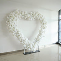 Flowerva 8ft White Rose Flower Wall Romantic Atmosphere Heart Shaped Wedding Decoration Indoor