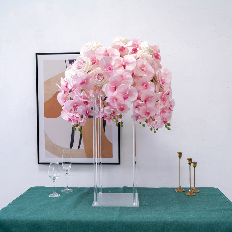 Flowerva Décoration de centre de table de mariage Arrangement de couloir de boule de fleur d'orchidée colorée