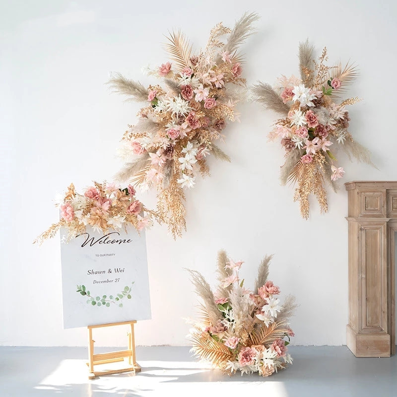 Flowerva Décoration murale élégante à suspendre avec roseaux, décoration artistique florale pour mariage 