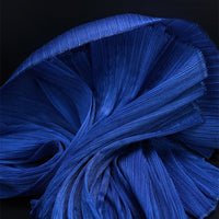 Deep Sea Blue Pearl Yarn Texture Pleated Fabric Wedding Decoration Stage Design Floral Fabric