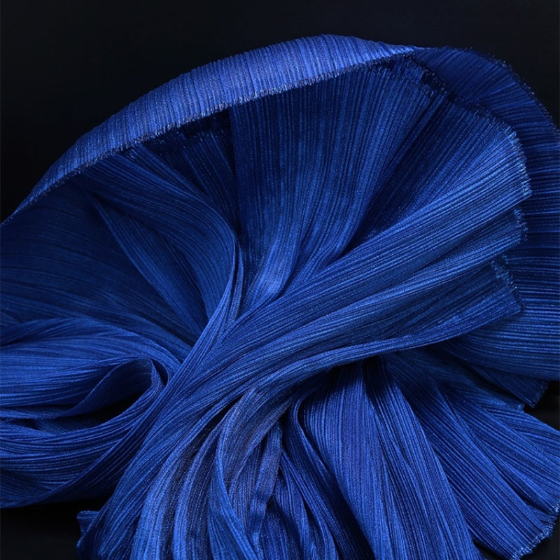 Tissu plissé à Texture de fil de perles bleu mer profonde, décoration de mariage, conception de scène, tissu Floral