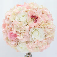 Flowerva Pink And White Rose Hydrangea Table Centre Flower Ball Wedding Decoration Arrangement Event Props