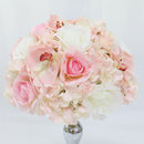 Flowerva Pink And White Rose Hydrangea Table Centre Flower Ball Wedding Decoration Arrangement Event Props