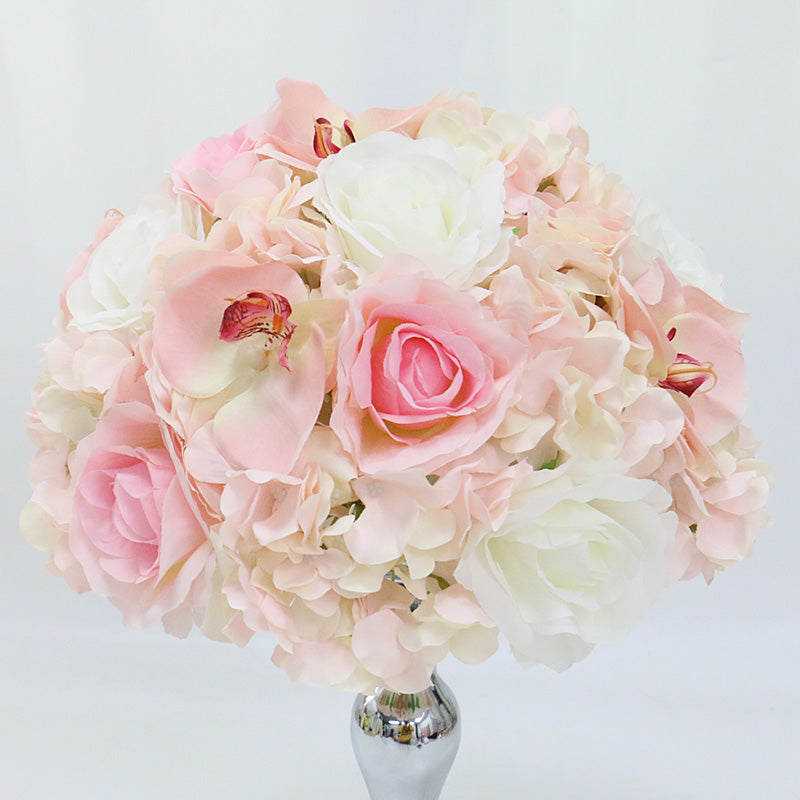 Flowerva Pink And White Rose Hydrangea Table Centre Flower Ball Wedding Decoration Arrangement Event Props