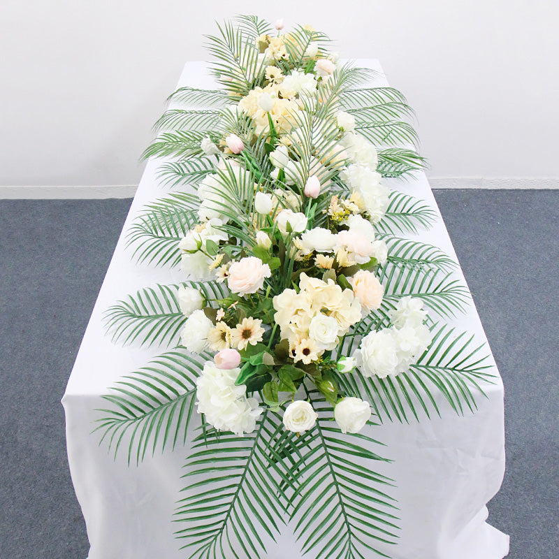 Flowerva – rangée de fleurs artificielles pour mariage, arc de plante verte, décoration de nappe de fond