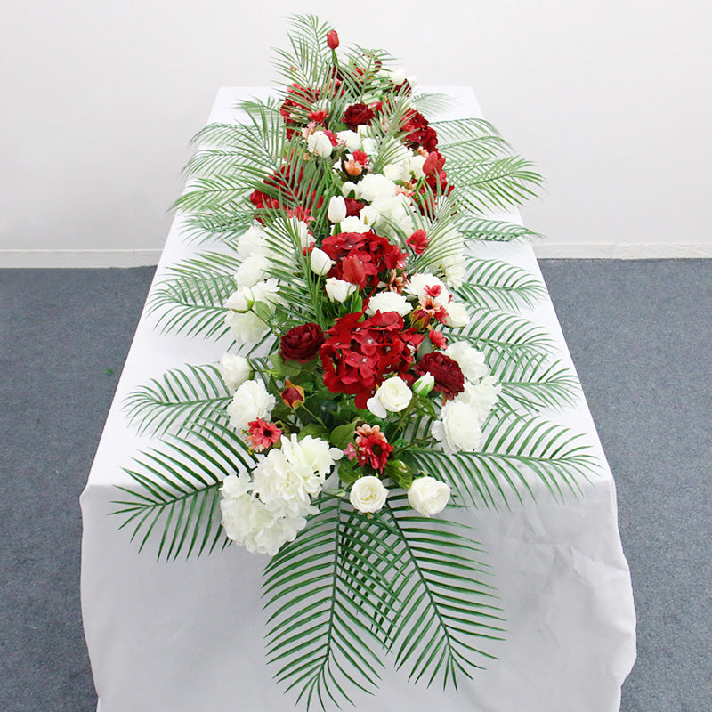 Flowerva – rangée de fleurs artificielles pour mariage, arc de plante verte, décoration de nappe de fond