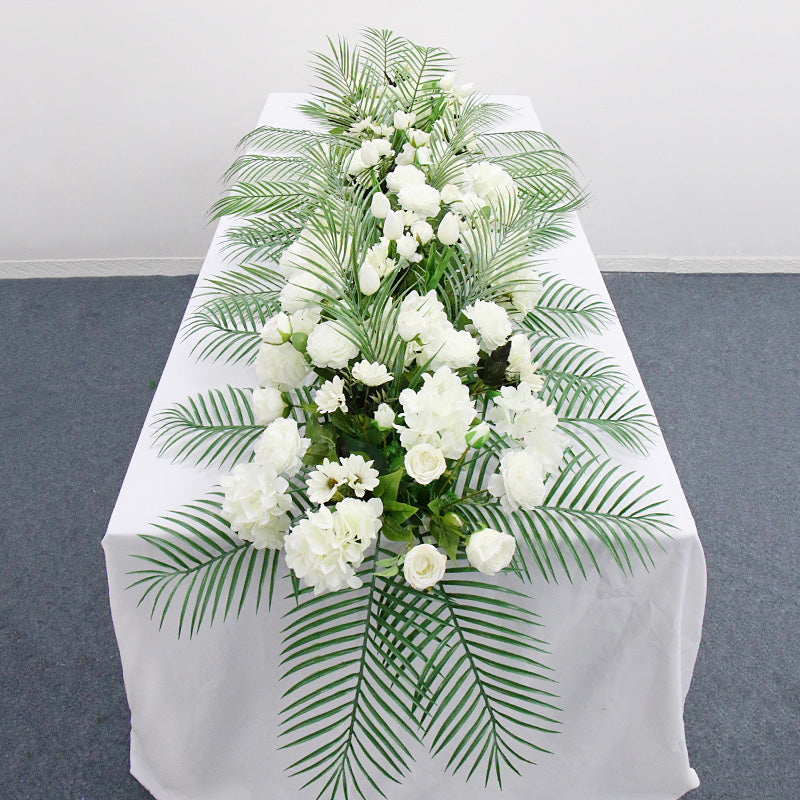 Flowerva – rangée de fleurs artificielles pour mariage, arc de plante verte, décoration de nappe de fond