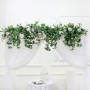 Flowerva – feuille d'eucalyptus Rose blanche, rangée de fleurs artificielles, décoration de fond pour arc de mariage, fête