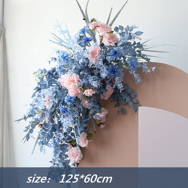 Flowerva Ensemble d'arrangement floral décoratif de simulation de mariage bleu