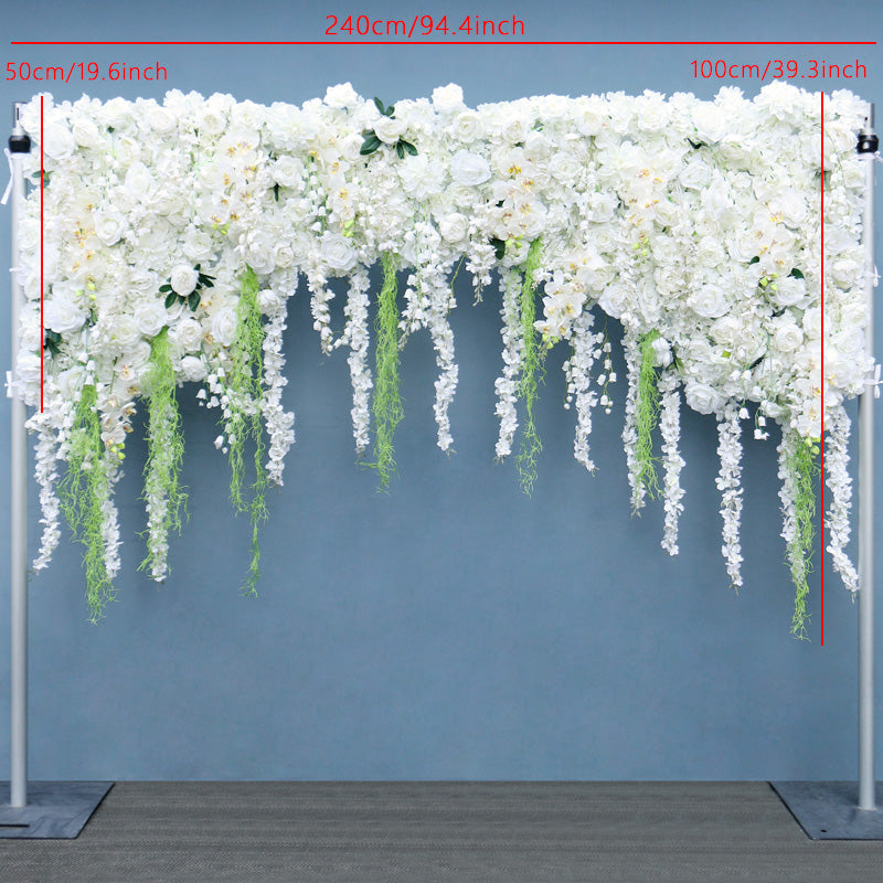 Flowerva Wedding Double Arch White Flower Arrangement Set Stage Party Event Decoration Background Flower Stand Props