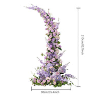 Flowerva – arc d'angle violet, roses artificielles, arrangement de rangées d'hortensia, décoration de fond de mariage