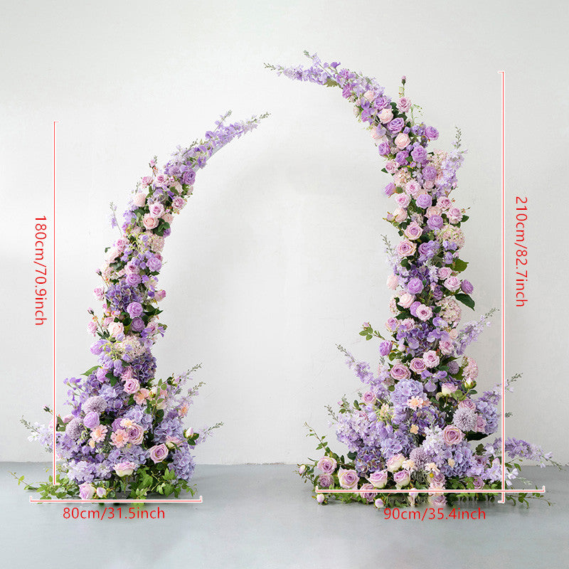 Flowerva Purple Corner Arch Artificial Rose Hydrangea Row Arrangement Wedding Background Decoration