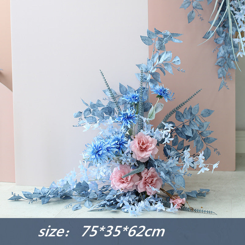Flowerva Ensemble d'arrangement floral décoratif de simulation de mariage bleu