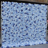 Flowerva Blue Rose Hydrangea Fabric 5D  Cloth Floral Wall Outdoor Party Wedding Backdrop Wall Decor Props