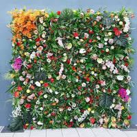 Flowerva Brand New Mori Green Plants Leaf Colorful Artificial Flower Rolling Up Cloth Floral Wall Garden Wedding Outdoor Decoration Arrangement