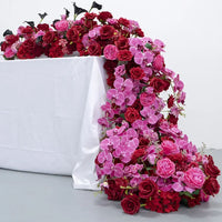 Flowerva mariage violet et rouge Table artificielle longue bande fleur rangée décoration