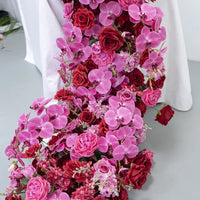 Flowerva mariage violet et rouge Table artificielle longue bande fleur rangée décoration
