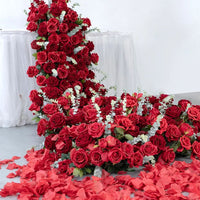 Flowerva Red Wedding Decoration Stage Background Simulated Floral Arrangement