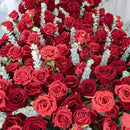 Flowerva Red Wedding Decoration Stage Background Simulated Floral Arrangement