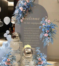 Flowerva Ensemble d'arrangement floral décoratif de simulation de mariage bleu