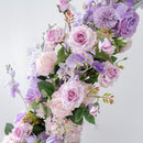 Flowerva – arc d'angle violet, roses artificielles, arrangement de rangées d'hortensia, décoration de fond de mariage