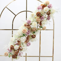 Flowerva – rangée de roses artificielles blanches, pivoine de café, décoration d'arc de fond de mariage