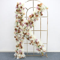 Flowerva White Artificial Rose Row Coffee Peony Wedding Background Arch Decoration