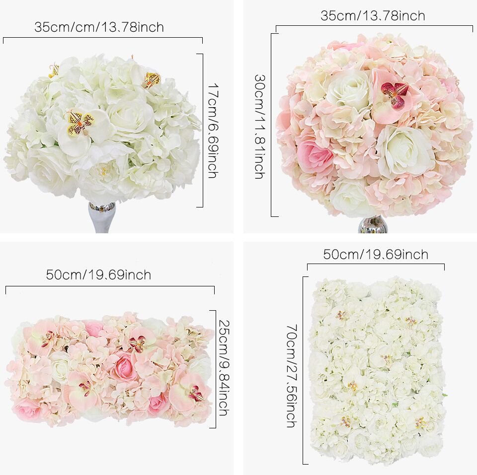 Flowerva Pink And White Rose Hydrangea Table Centre Flower Ball Wedding Decoration Arrangement Event Props