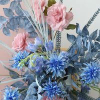 Flowerva Ensemble d'arrangement floral décoratif de simulation de mariage bleu