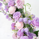 Flowerva – arc d'angle violet, roses artificielles, arrangement de rangées d'hortensia, décoration de fond de mariage
