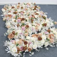 Flowerva – rangée de roses artificielles blanches, pivoine de café, décoration d'arc de fond de mariage