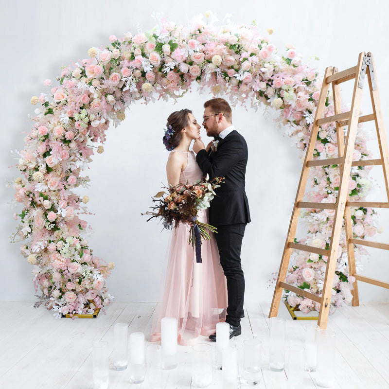 Flowerva Pink Arch Floral Wedding Scene Decor